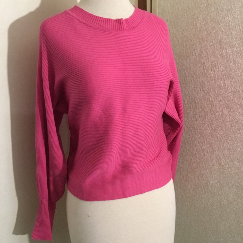 Knit sweater with dolman sleeves